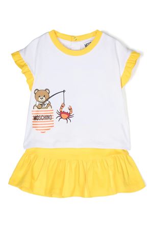 completo in cotone bianco MOSCHINO KIDS | MDG018LBA0050162